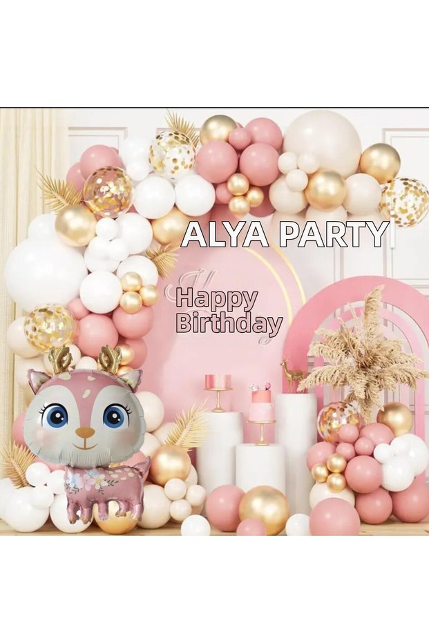 Party Baby Gazelle with Plenty of Balloons Birthday Set Birthday Concept