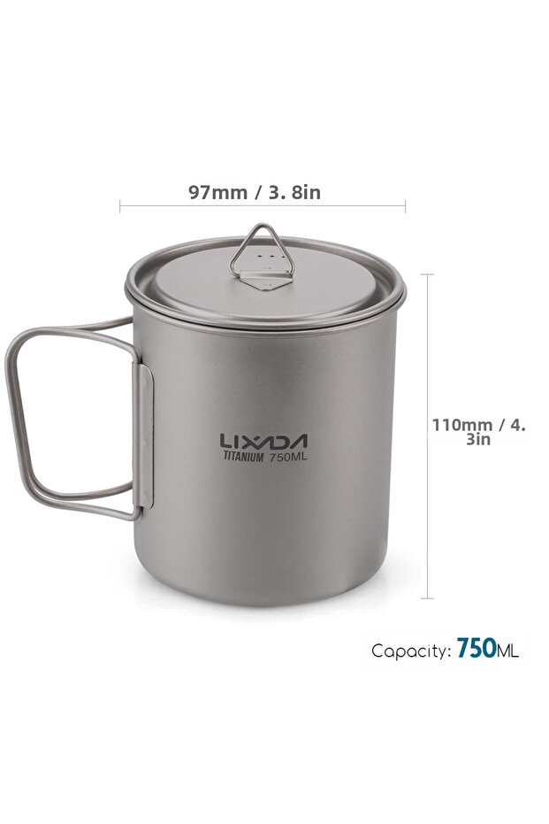 Lixada Ultralight Titanium Cup Mug 300/350/550/650ml Outdoor Water Cup Camping Picnic Water Mug T...