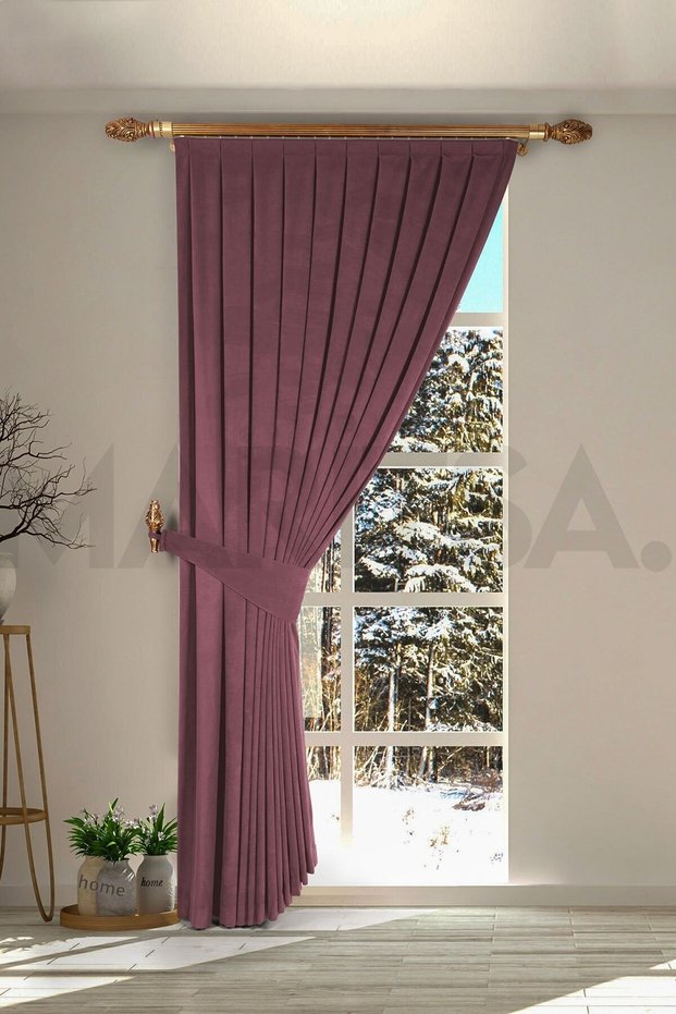 Nubuck Series Dried Rose Close Pleat (1x3) Single Wing Background Curtain