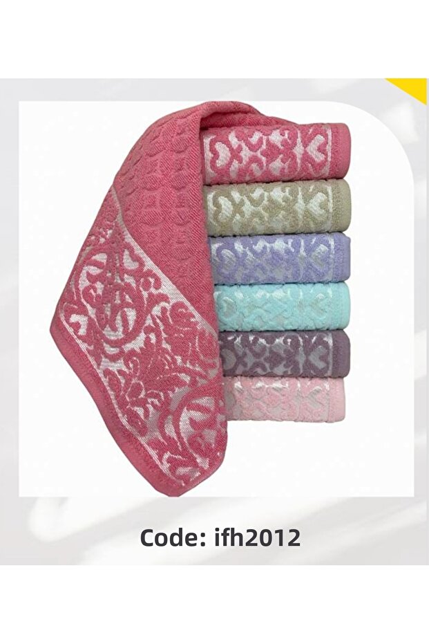 Bukle Jacquard Soft Motif Patterned Hand and Face Towel 50 X 90 cm X 3 Pieces
