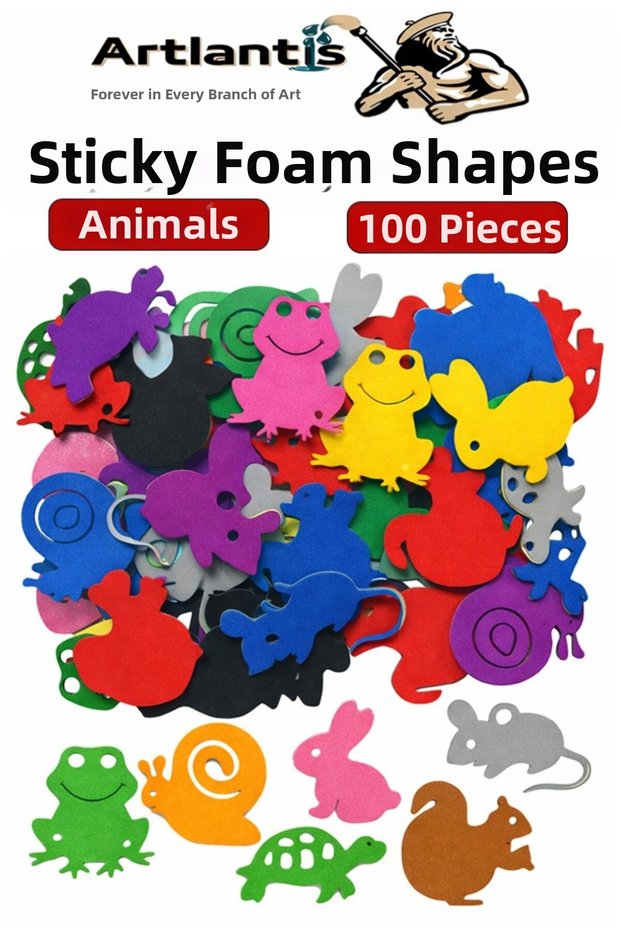 Shaped Eva Adhesive Animal 100 Pieces 1 Pack Self-Adhesive Eva Sticker Preschool Nursery Kindergarten