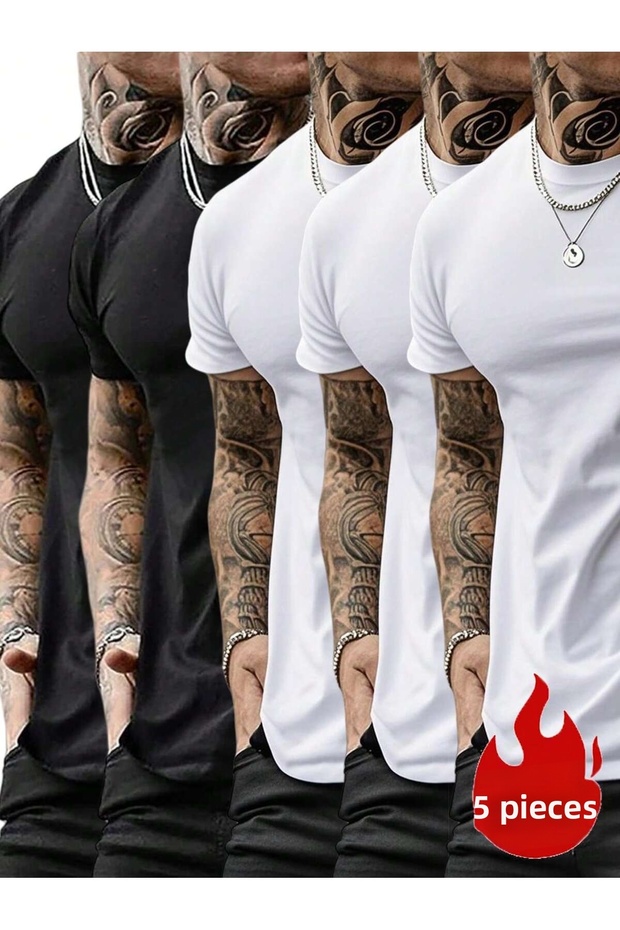 5 Pieces Advantage Package Circular Neck T-Shirt
