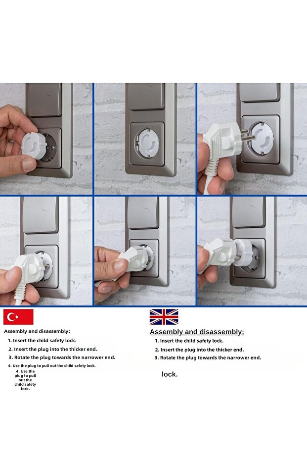 6Pcs Automatic Socket Cover Socket Protector Safety Lock Child Security - 3