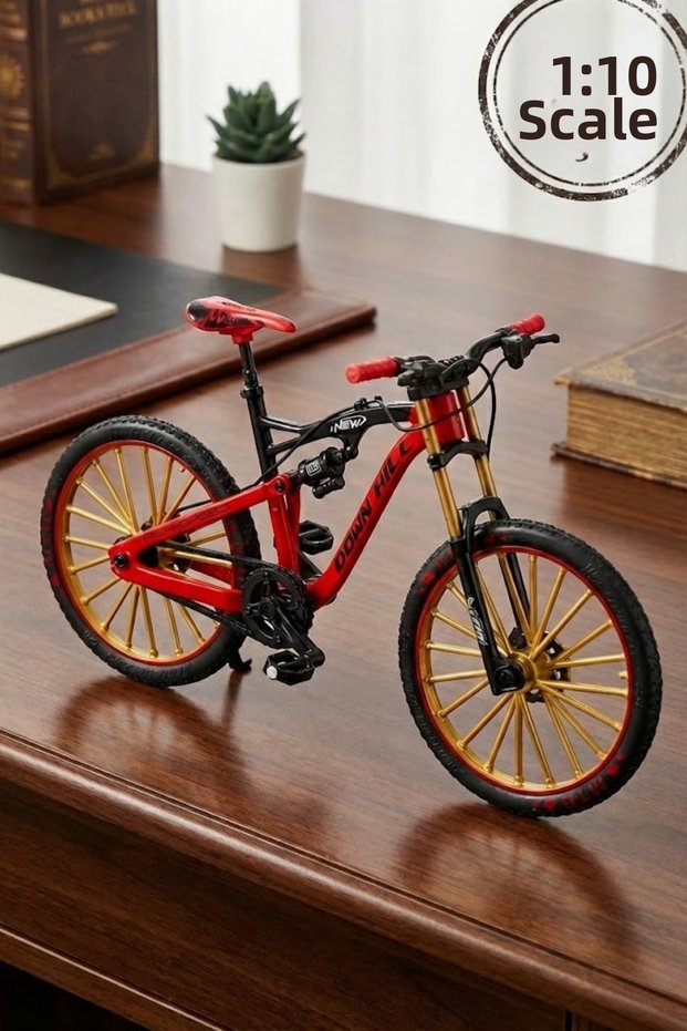 1:10 Scale Metal Mountain Bike Model - Collectible Toy Bicycle with Movable Suspension