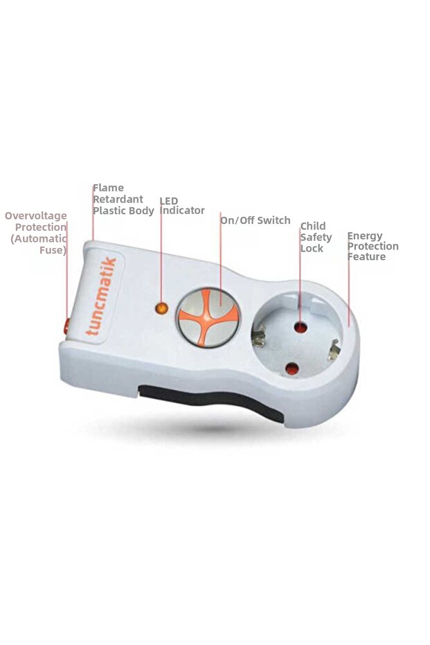 TSK5078 مقبس كهربائي محمي من التيار المفاجئ، أبيض/أسود - 5