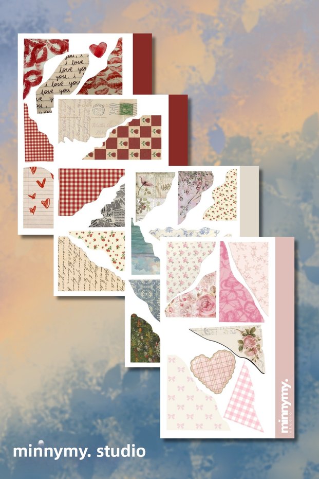 4-Piece Collage Collection Sticker, Decal, Agenda, Diary, Planner, Bullet Journal, Scrapbook