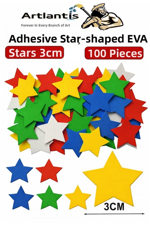 Shaped Eva Adhesive Stars 100 Pieces 1 Pack Self-Adhesive Eva Sticker Preschool Daycare Kindergarten