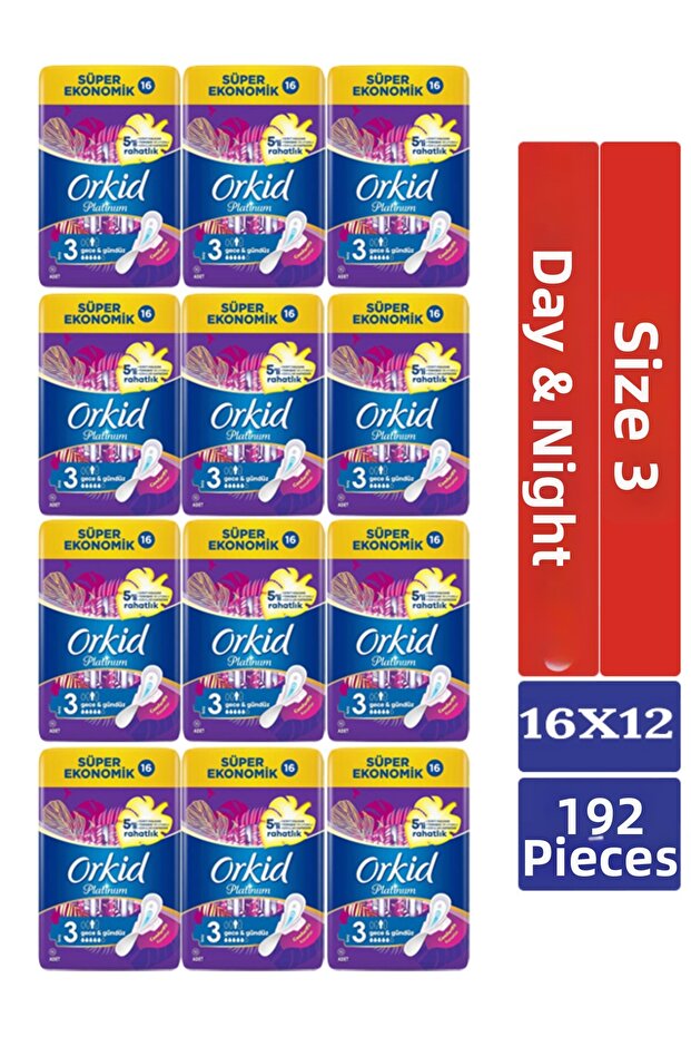 Platinum Hygienic Pad Night & Day Super Economical 192 Pieces 16x12