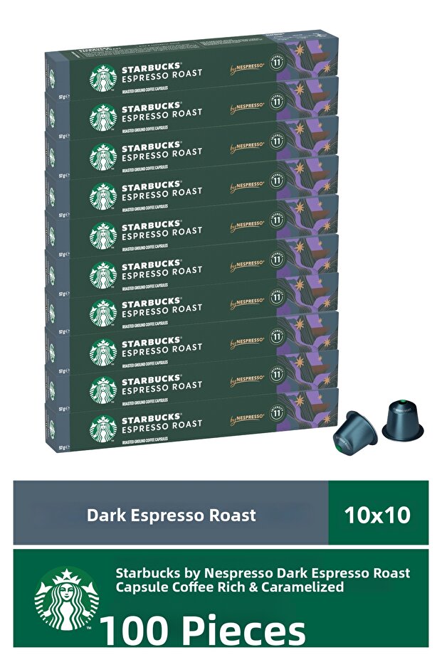 Nespresso Compatible Capsule by Nespresso Dark Espresso Roast Capsule Coffee 10 X 10 Pieces