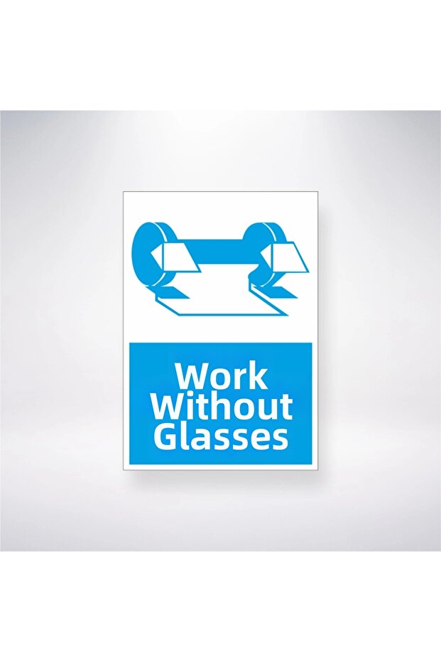 Work Without Glasses on Stone 21X35 Back Adhesive Sticker