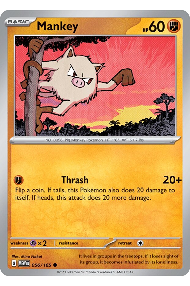 Mankey 56/165 Common Licensed Game Card (Sv151)