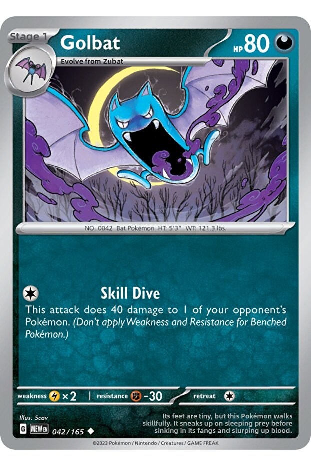 Golbat 42/165 Uncommon Licensed Game Card (Sv151)