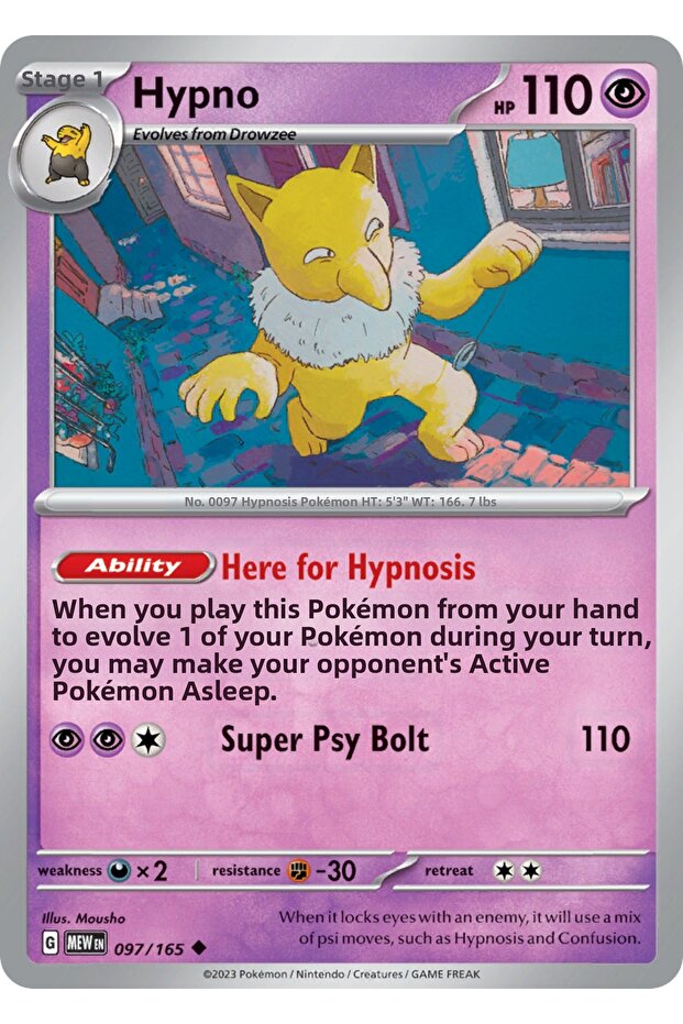 Hypno 97/165 Uncommon Licensed Game Card (Sv151)