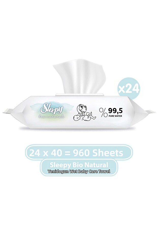 Bio Natural Newborn Wet Baby Care Towel 24x40 (960 Sheets)