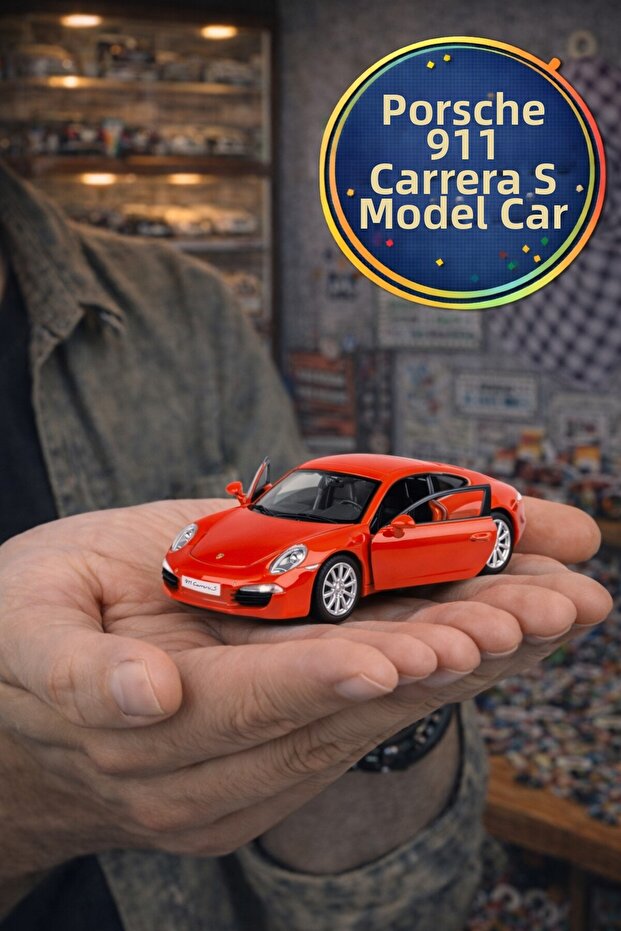 Today's European Series Red Porsche 911 Carrera S Pop-Up Door Pull and Release Metal Model Car 1:32