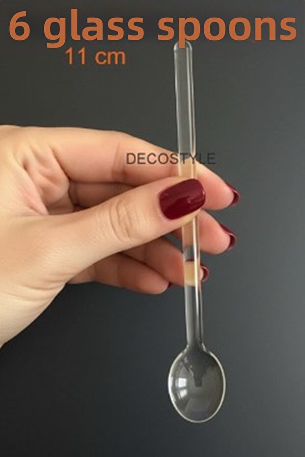 Glass Tea Coffee Stirring Spoon Set of 12 11 cm - Turkish Coffee and Espresso Presentation Spoon