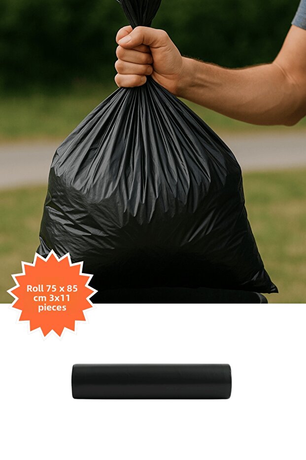 Black Roll Garbage Bag 75X85 cm 3X11 Pieces Home Kitchen Business Office Advantageous Package