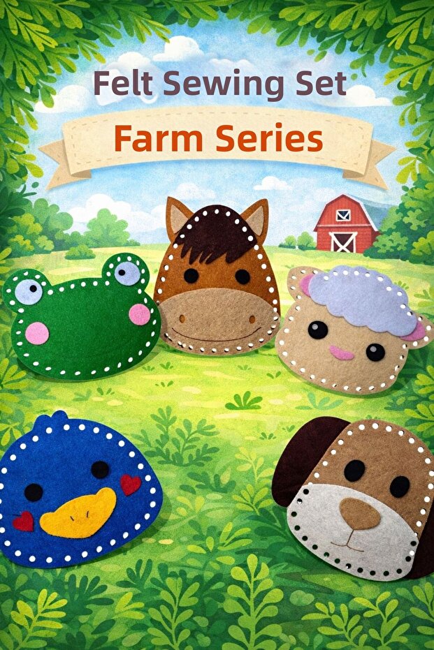Felt Sewing Set | Montessori Sewing Toy for Children | 5-Figure Hand Skill Development Set