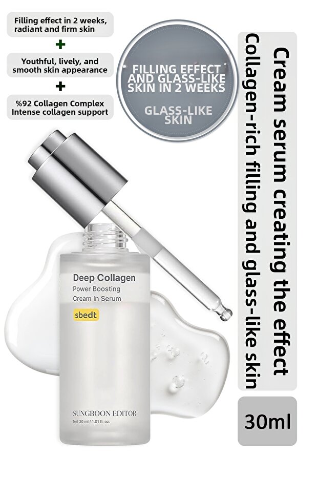 Deep Collagen Power Boosting Cream-Serum/Contains Collagen for Plump and Glass Skin Effect