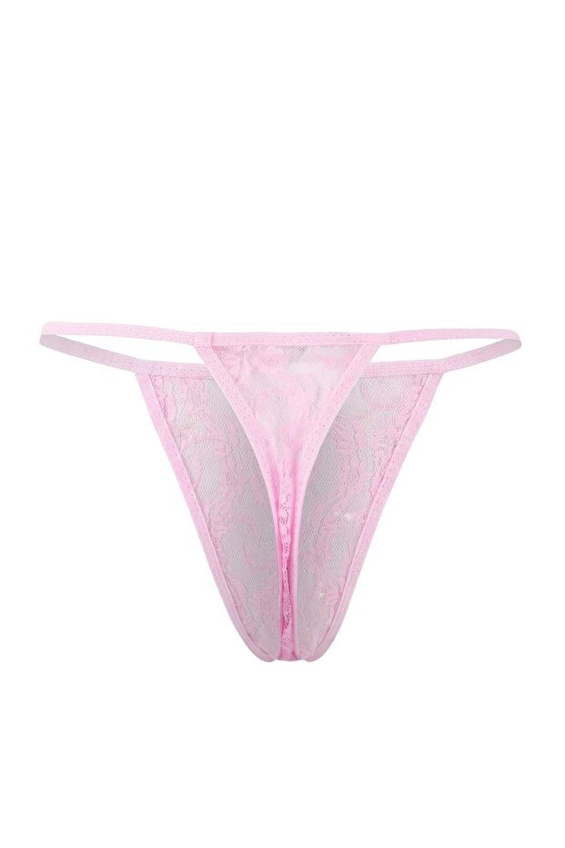 Różowa koronkowa babydoll z guzikami i ramiączkami bez miseczek / fantazyjna koszulka nocna THMAW26LL00003 - 7