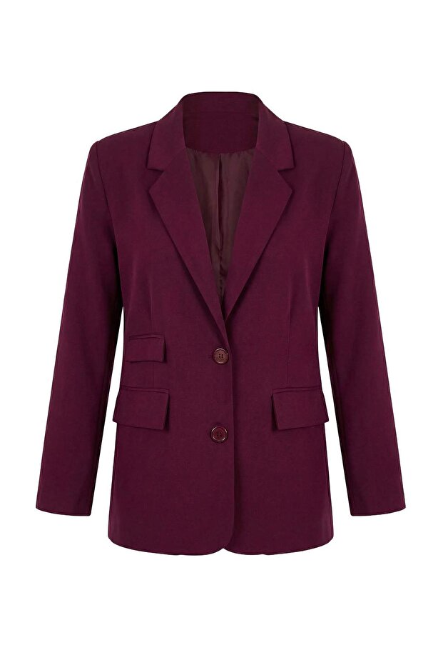 Trendyolmilla Wardrobe Essentials – Mürdüm Cep Detaylı Blazer Ceket | TWOSS26BC00011 - 5