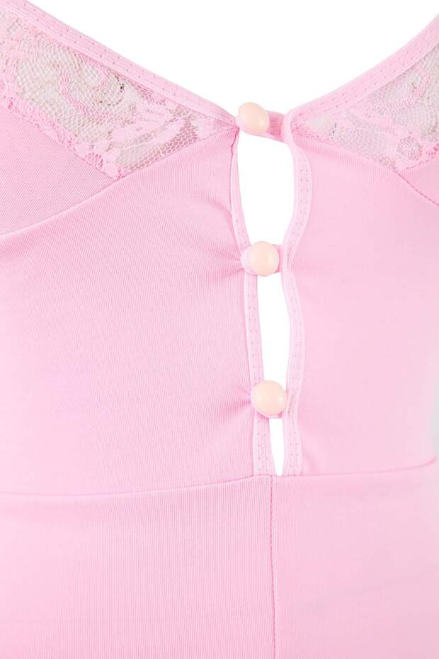 Różowa koronkowa babydoll z guzikami i ramiączkami bez miseczek / fantazyjna koszulka nocna THMAW26LL00003 - 4