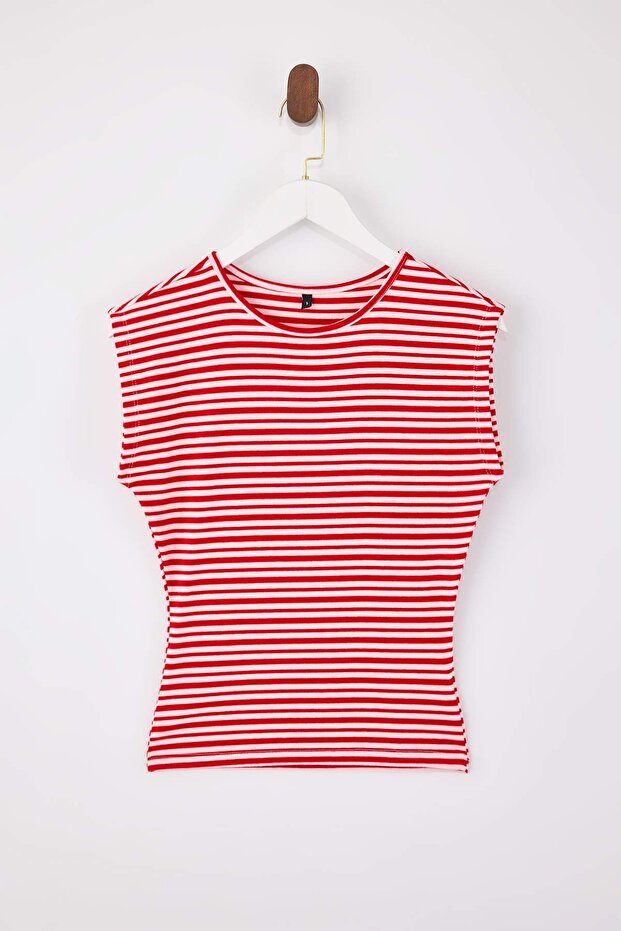 Wardrobe Essentials-Çok Renkli Çizgili Fitted/Vücuda Oturan Yumuşak Örme Bluz TWOSS26BZ00108 - 5