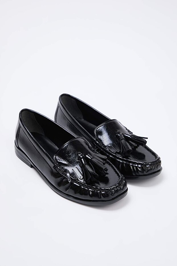 Siyah Püskül Detaylı Kadın Loafer TAKSS26LA00005 - 3