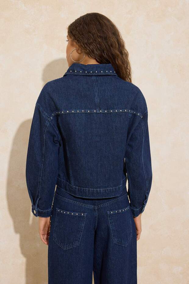 Mavi DÖKÜMLÜ Aksesuar Detaylı 100% Pamuk Denim Ceket TWOSS26CE00007 - 4