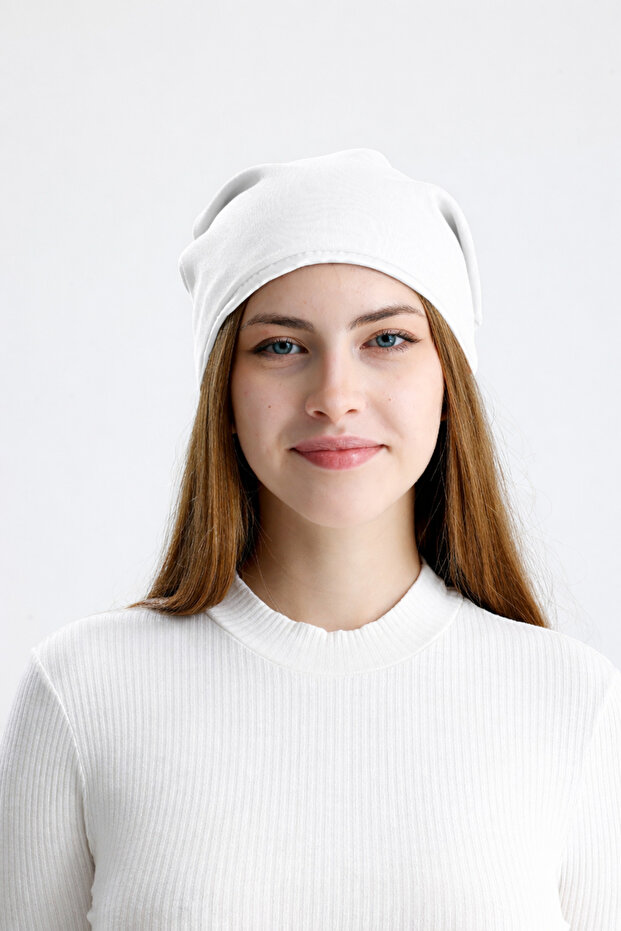 Silkworm Life %100 Pure Silk Lined Beret Hair-Friendly Handmade Natural Bursa Silk Stylish Women's Beret - Ecru