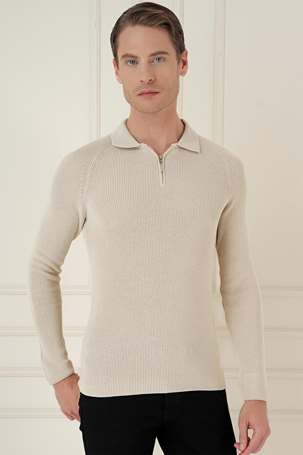 TR 878 TRİKO SLİM FİT BEJ BASİC - 2