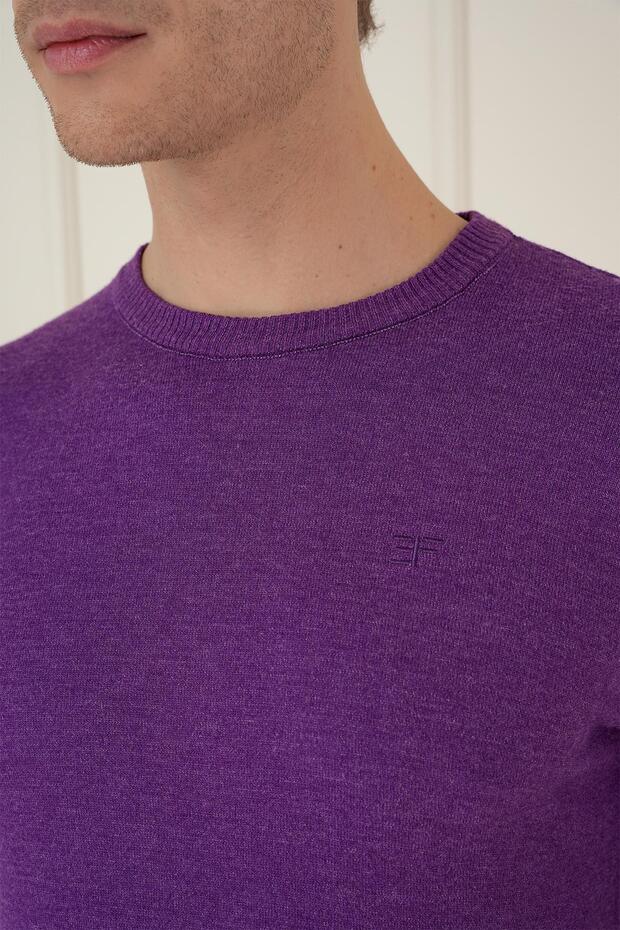 TR 875 Slim Fit Mor Klasik Triko - 5