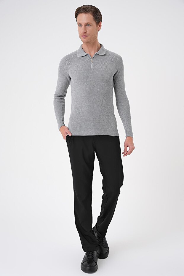 TR 878 TRİKO SLİM FİT GRİ BASİC - 2