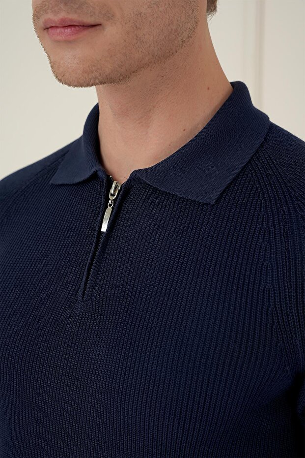 TR 878 TRİKO SLİM FİT LACİVERT BASİC - 5