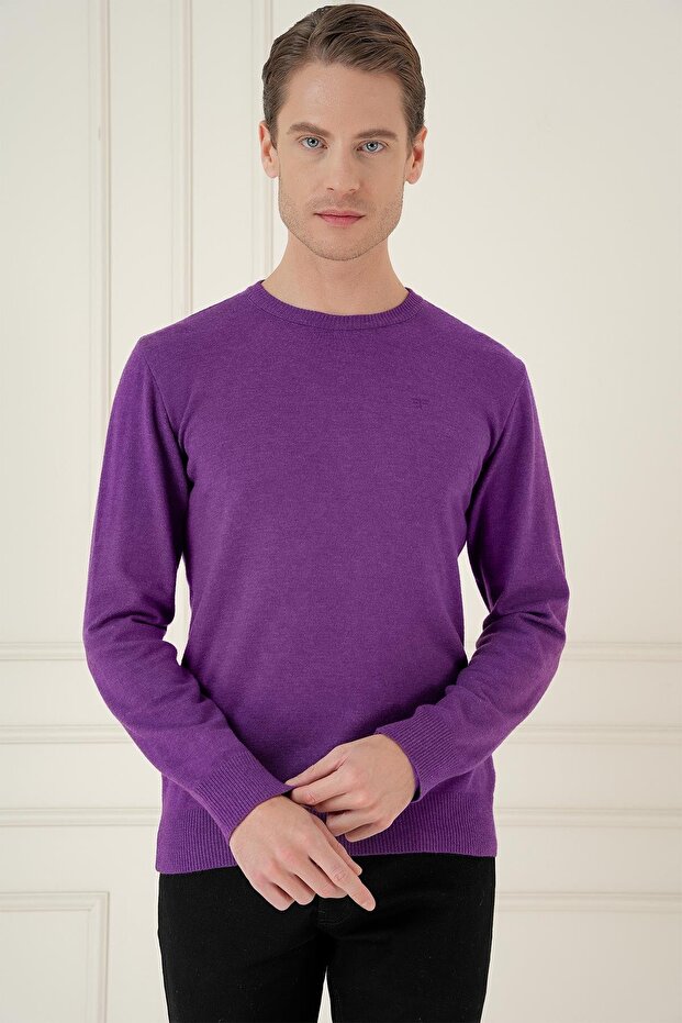 TR 875 Slim Fit Mor Klasik Triko - 1