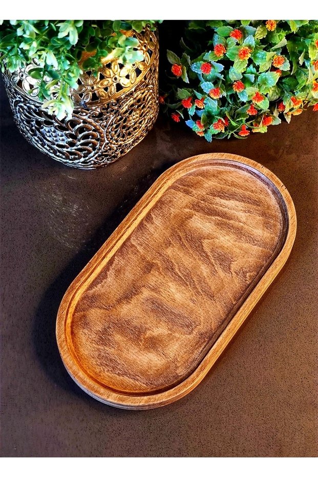 Natural Wooden (21CMX11CM) Amber Liquid Soap Dish And Amber Oil Pot Oil Bowl Stand-Serving Plate