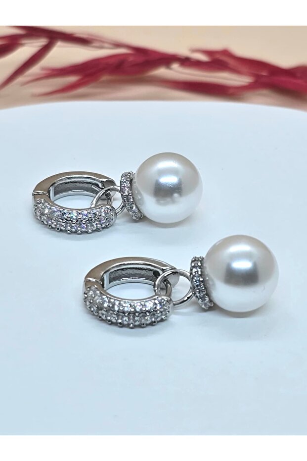 Zircon Stone Earrings with Pearls