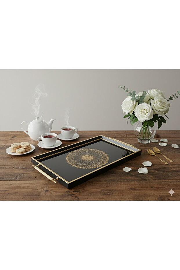31X40 cm Extra Large Modern Decorative Tea Coffee Breakfast and Presentation Tray! Glass Floor