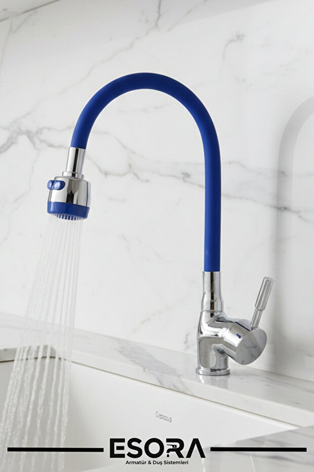 2-Function Blue Movable Spout Kitchen Sink Mixer Tap - 1