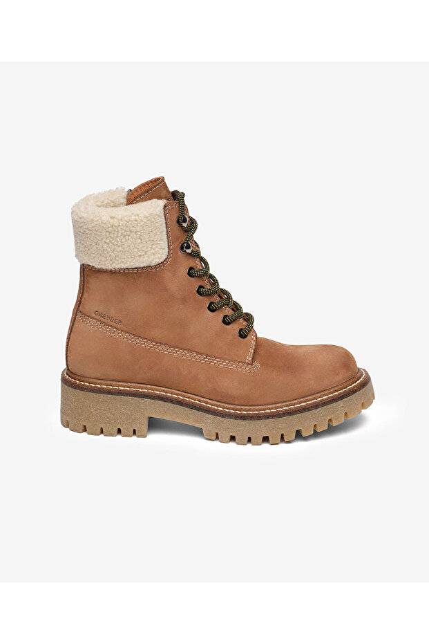 Women's Tan Genuine Leather Military Boots 5K2Ub35341