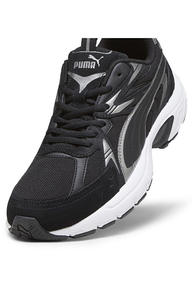 Milenio Tech Suede 393489 Unisex Koşu Ayakkabısı SİYAH-BEYAZ - 6