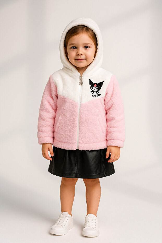 Zippered Hooded Children's Plush Soft Cardigan