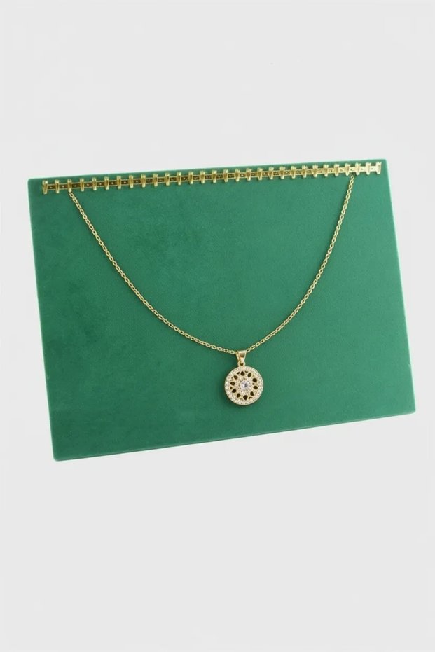 Domestic Production Suede Fabric Green Color Transverse Nailed Footed Rosary-necklace-chain Display Stand