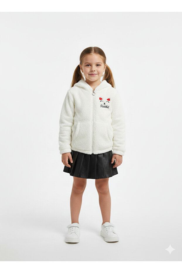 Zippered Hooded Children's Plush Soft Cardigan