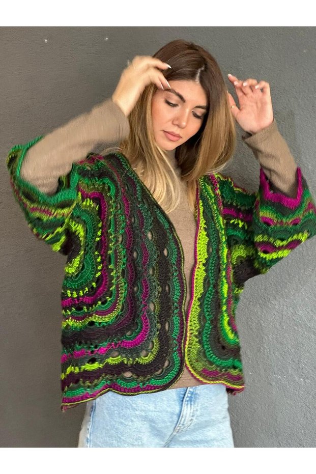 Hand Knitted Ombre Women's Cardigan Standard Size