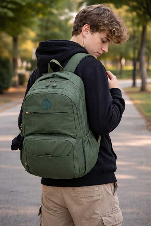 Crinkle Fabric Luxury Sports Daily School 6 Compartment Backpack Outdoor