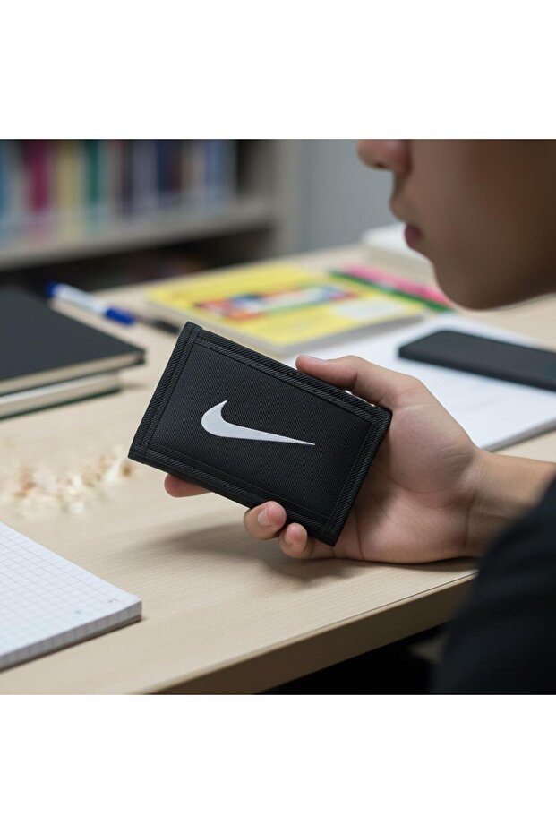 Siyah Logolu Replika Basic Spor Wallet Cüzdan - 5