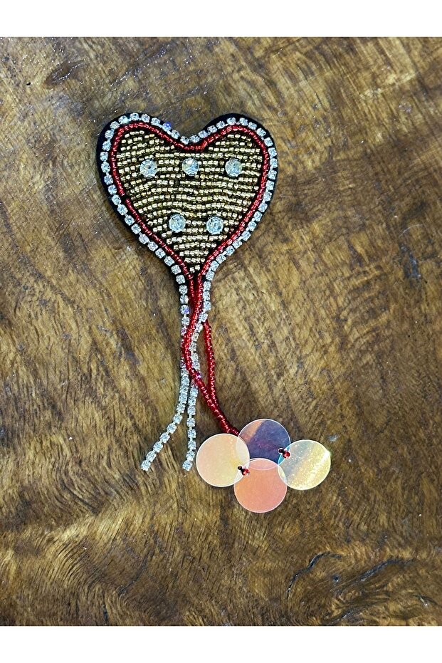 Stone Bead Embroidery Tasseled Heart Embroidery Sewing Accessory 5X4 cm