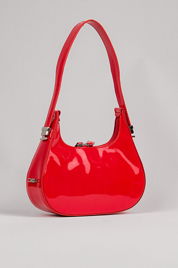 Woman's Red- Patent Leather Baguette Bag Cherry Bag