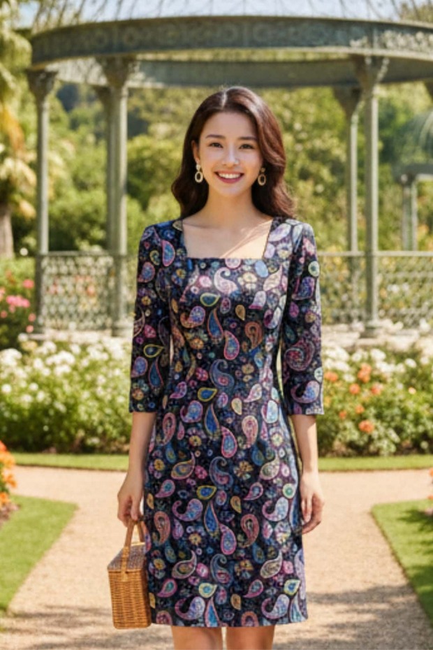 Square Neck Flannel Dress